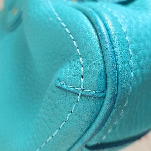 Women's Cole Haan Teal Leather Satchel Handbag -REFURBISHED - Picture 11 of 14